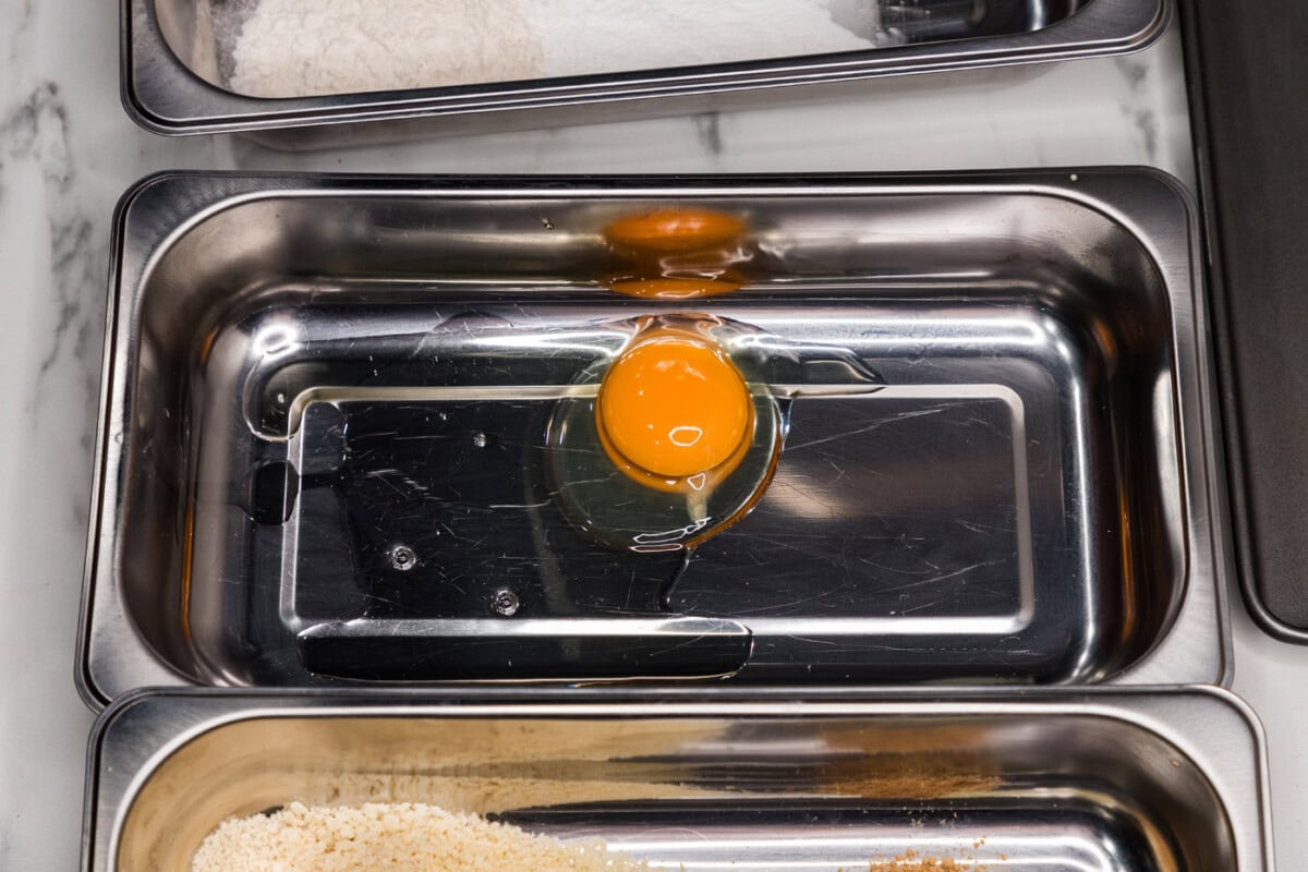 egg in a breading tray