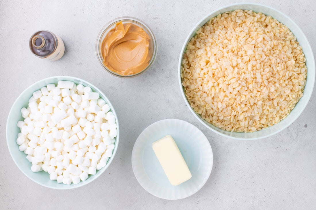 Ingredients for Peanut Butter Rice Krispie Treats