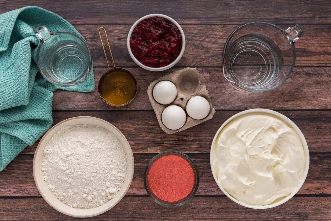 Ingredients for Raspberry Poke Cake