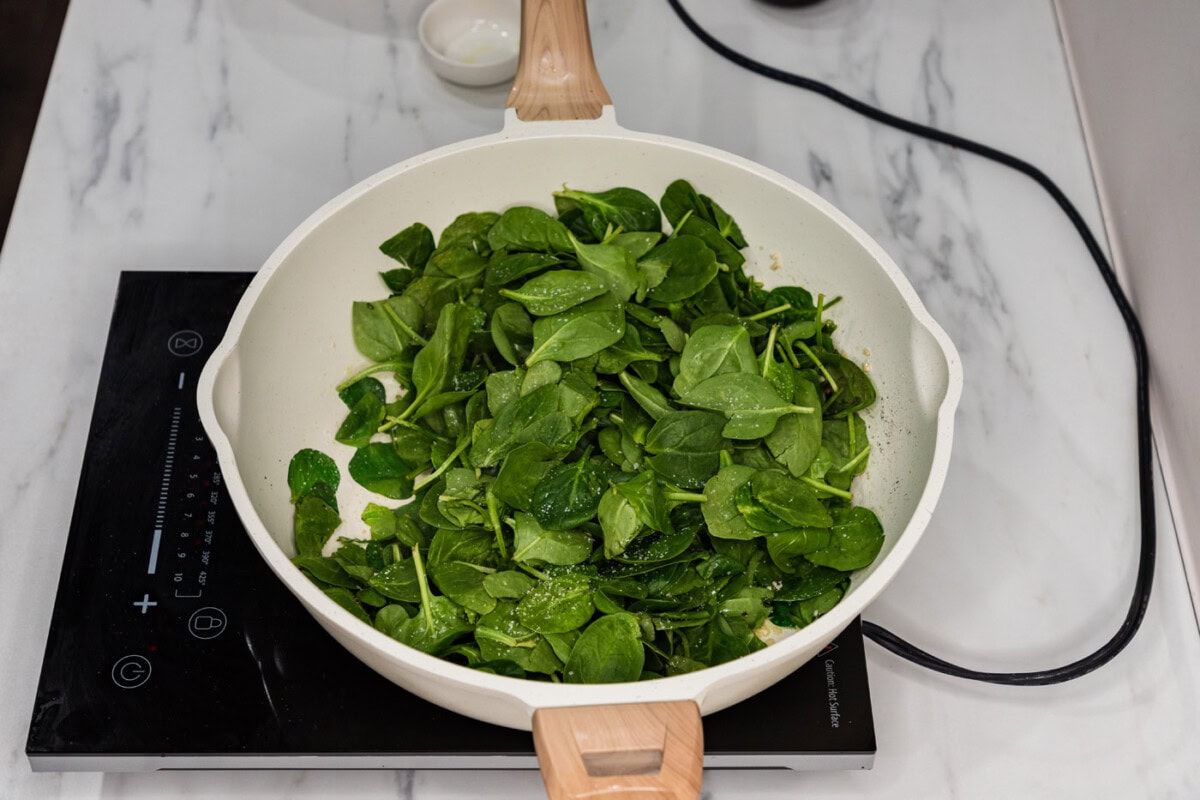 spinach in a skillet