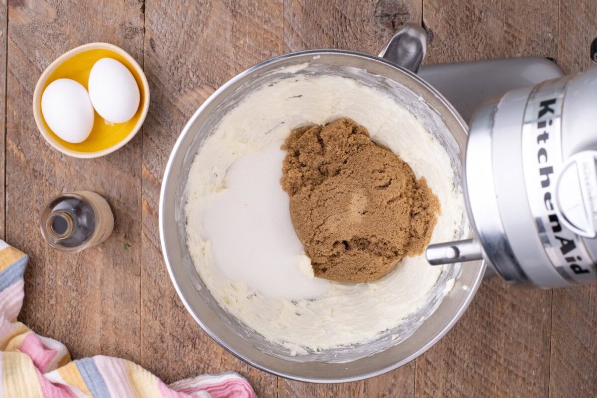 sugars added to beaten butter mixture