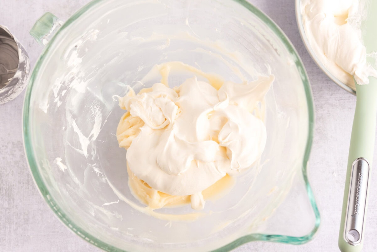 cool whip added to cream cheese mixture