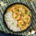 Bowl of rice and Shrimp with Lobster Sauce