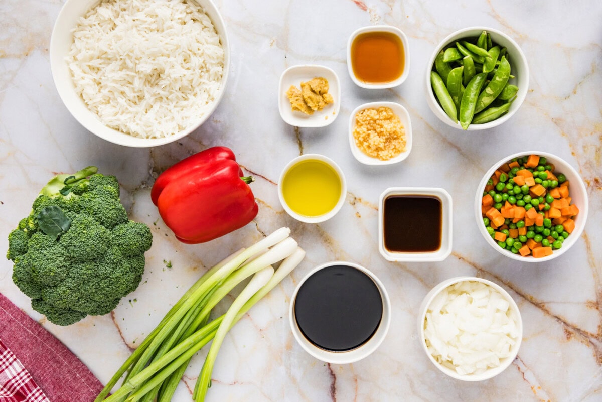 Ingredients for Vegetable Fried Rice