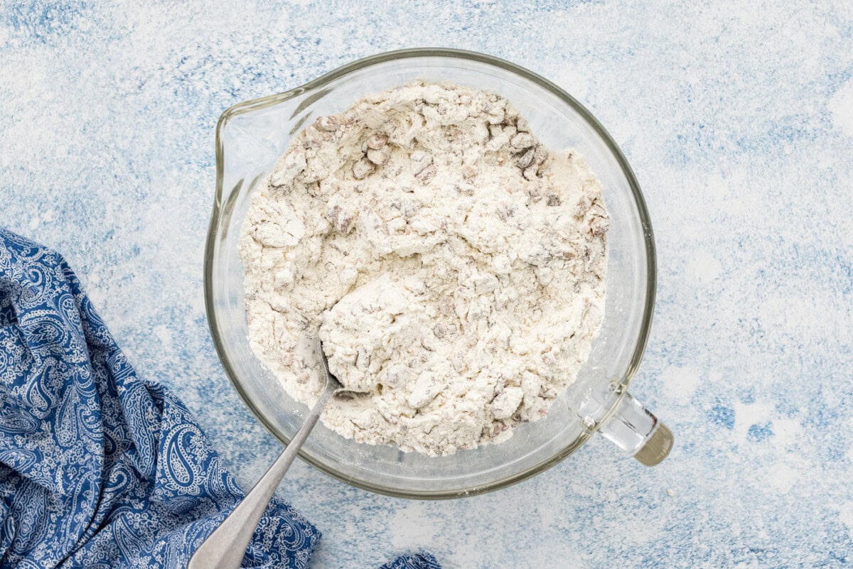 flour and pecan mixture in a bowl