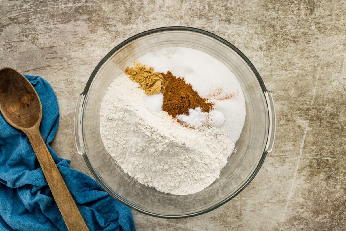 dry ingredients for carrot cake in a bowl