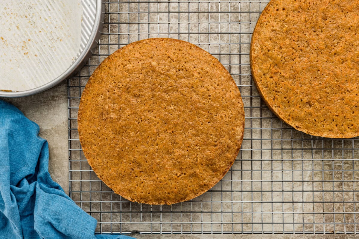 baked cake on a wire cooling rack