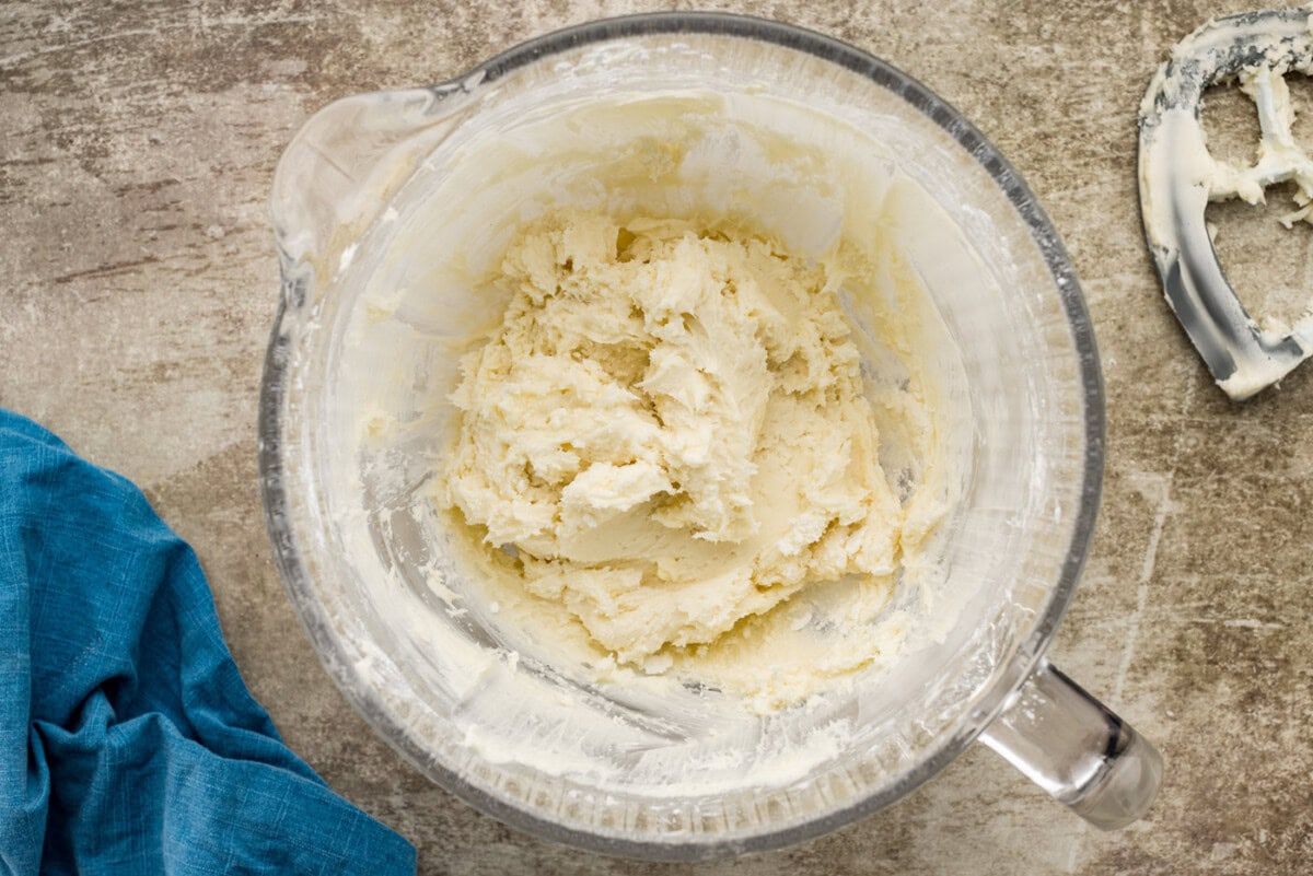 cream cheese frosting in a bowl