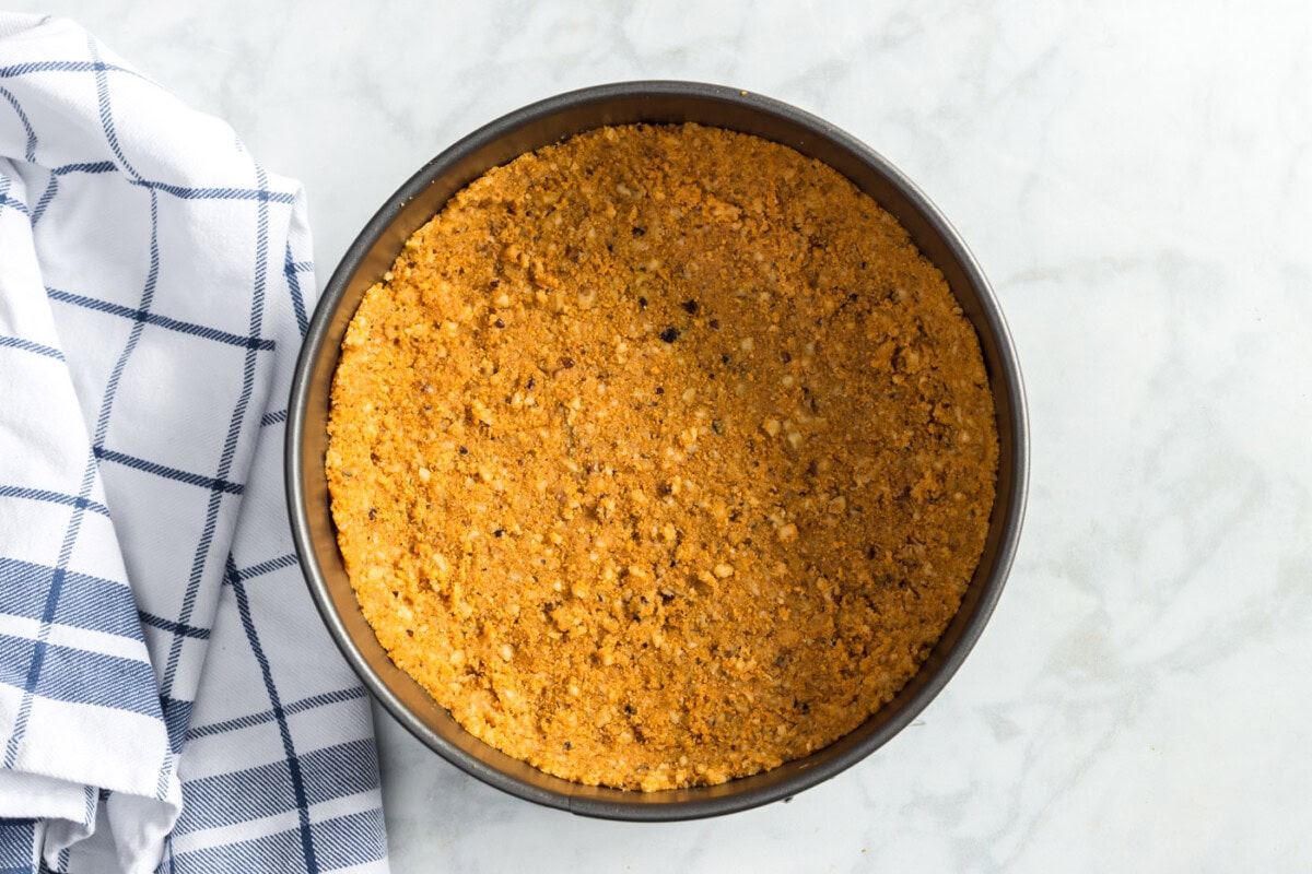 crust mixture in a springform pan