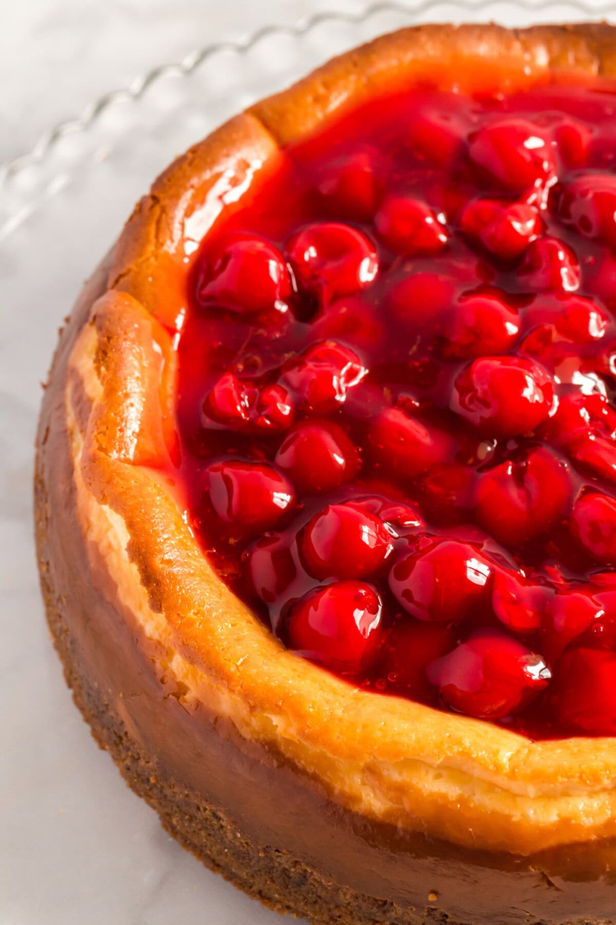 Close up photo of a Cherry Cheesecake