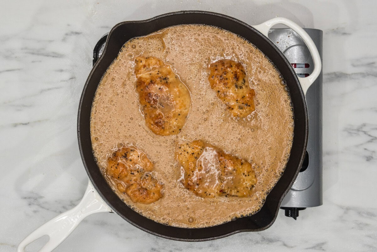 coconut chicken in a skillet