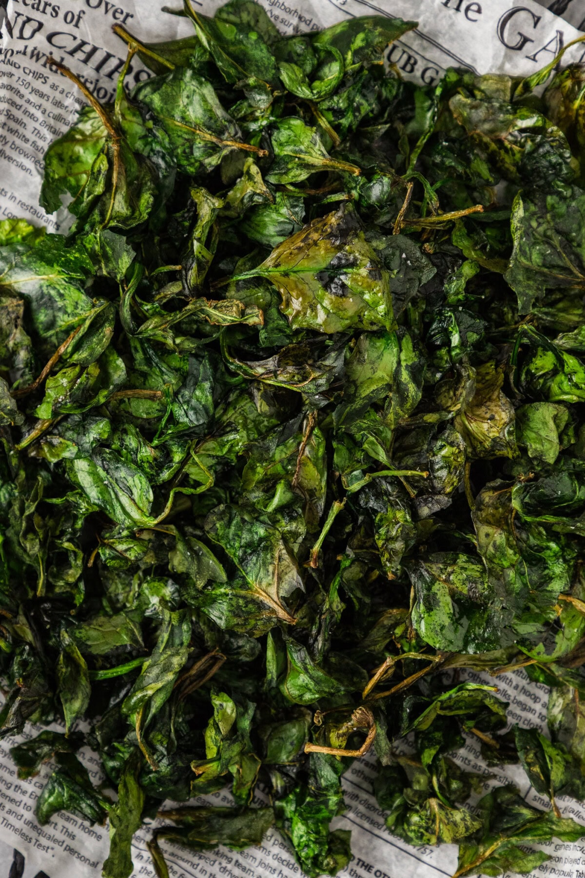 Close up photo of Crispy Air Fryer Spinach