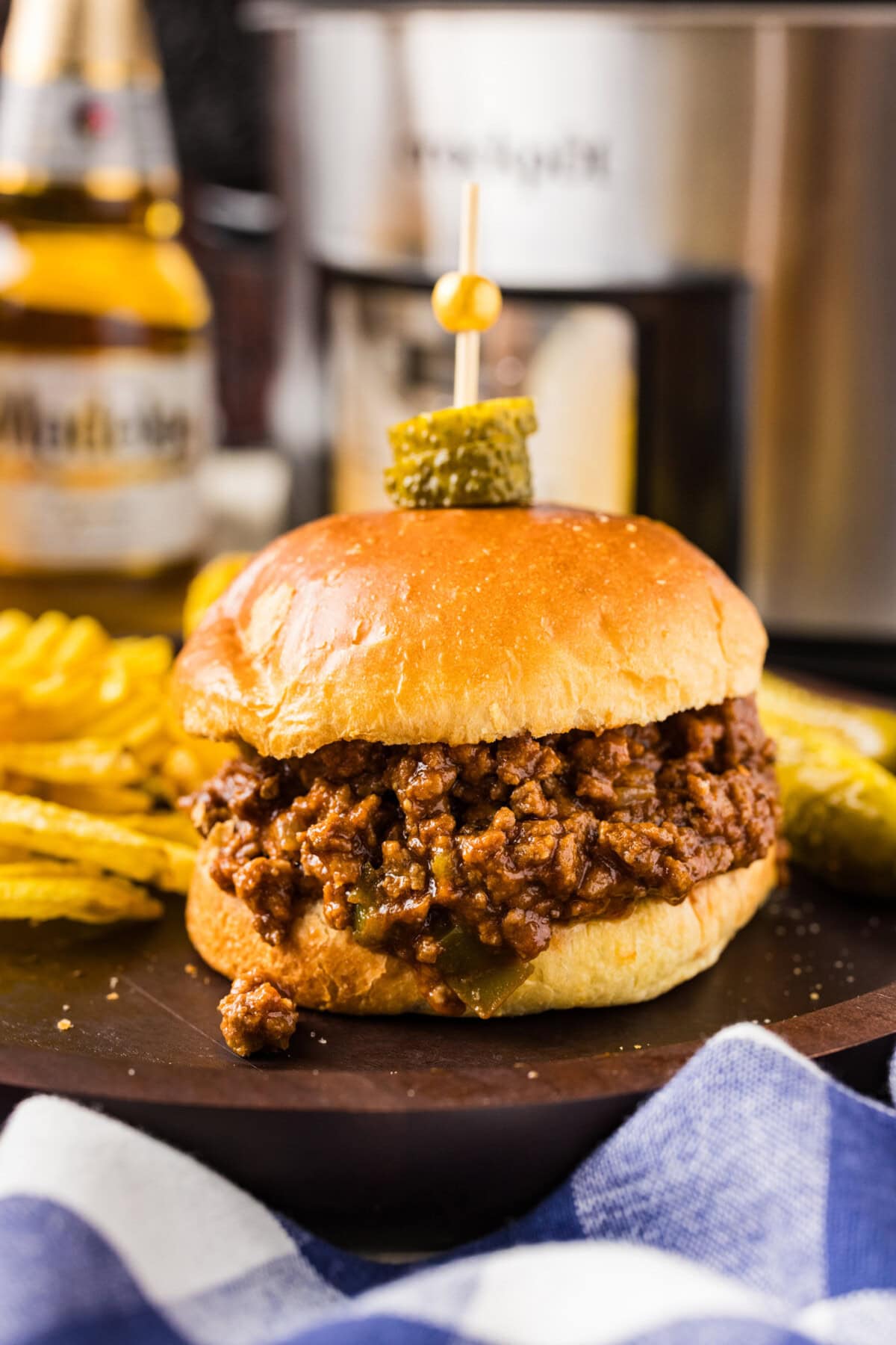 Crockpot Sloppy Joe on a plate with chips