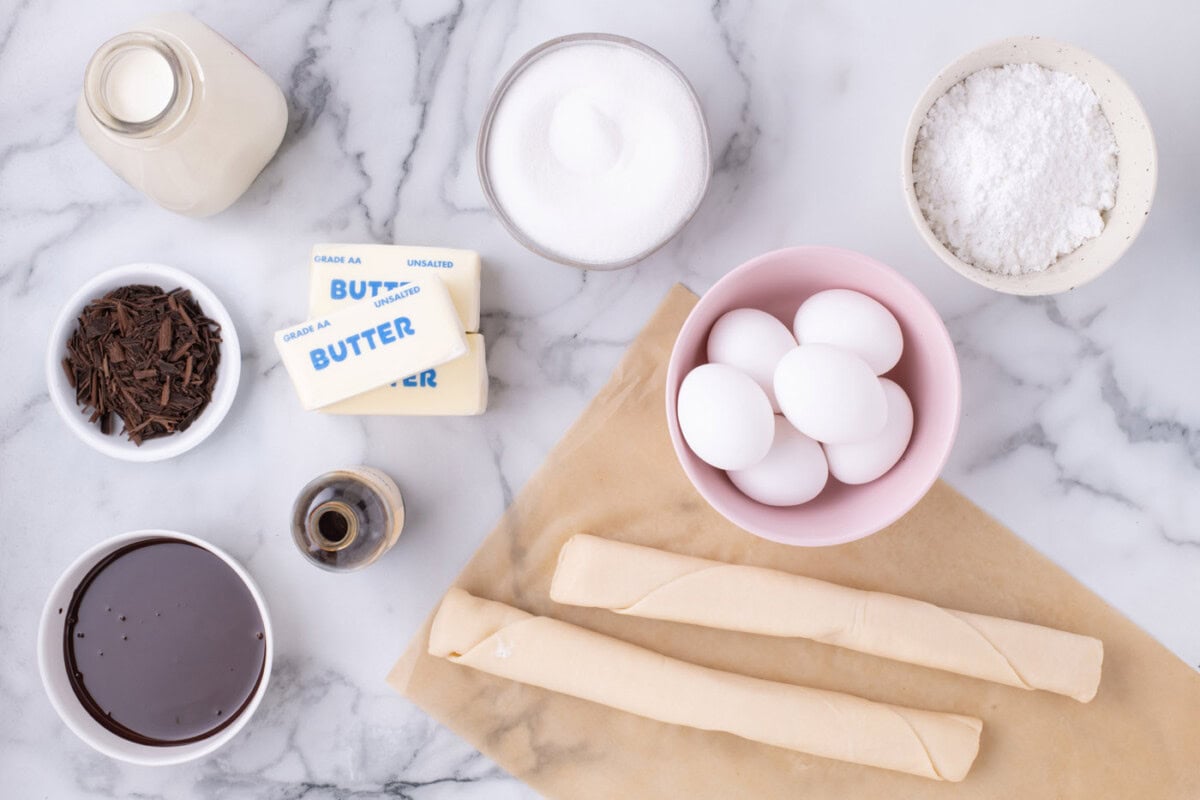 Ingredients for French Silk Slab Pie