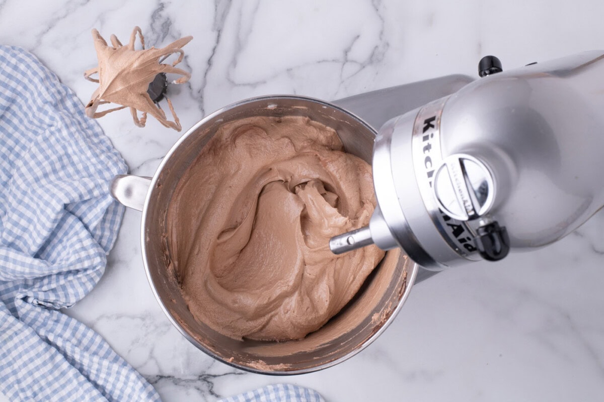 French silk filling in a stand mixer