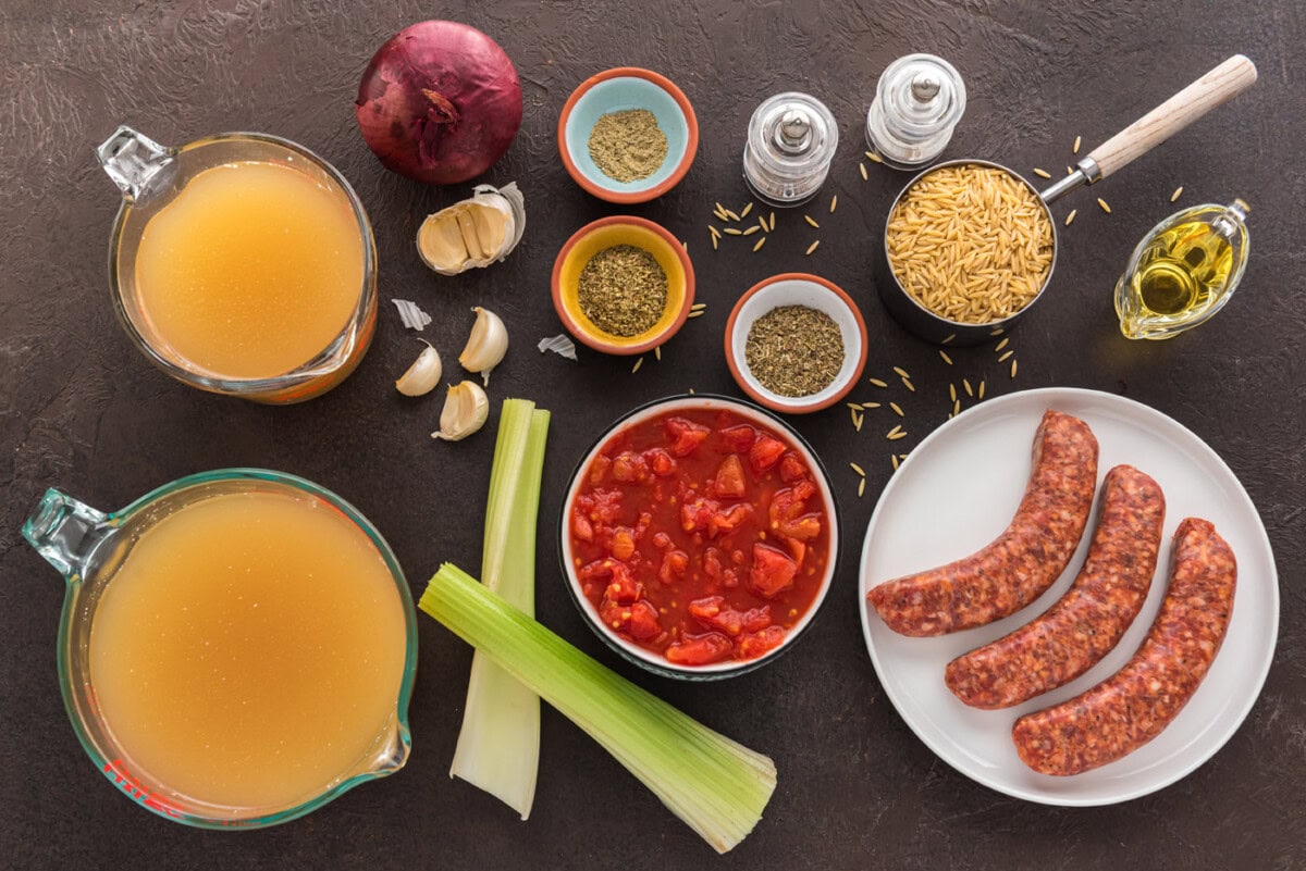 Ingredients for Italian Sausage Tomato Orzo Soup