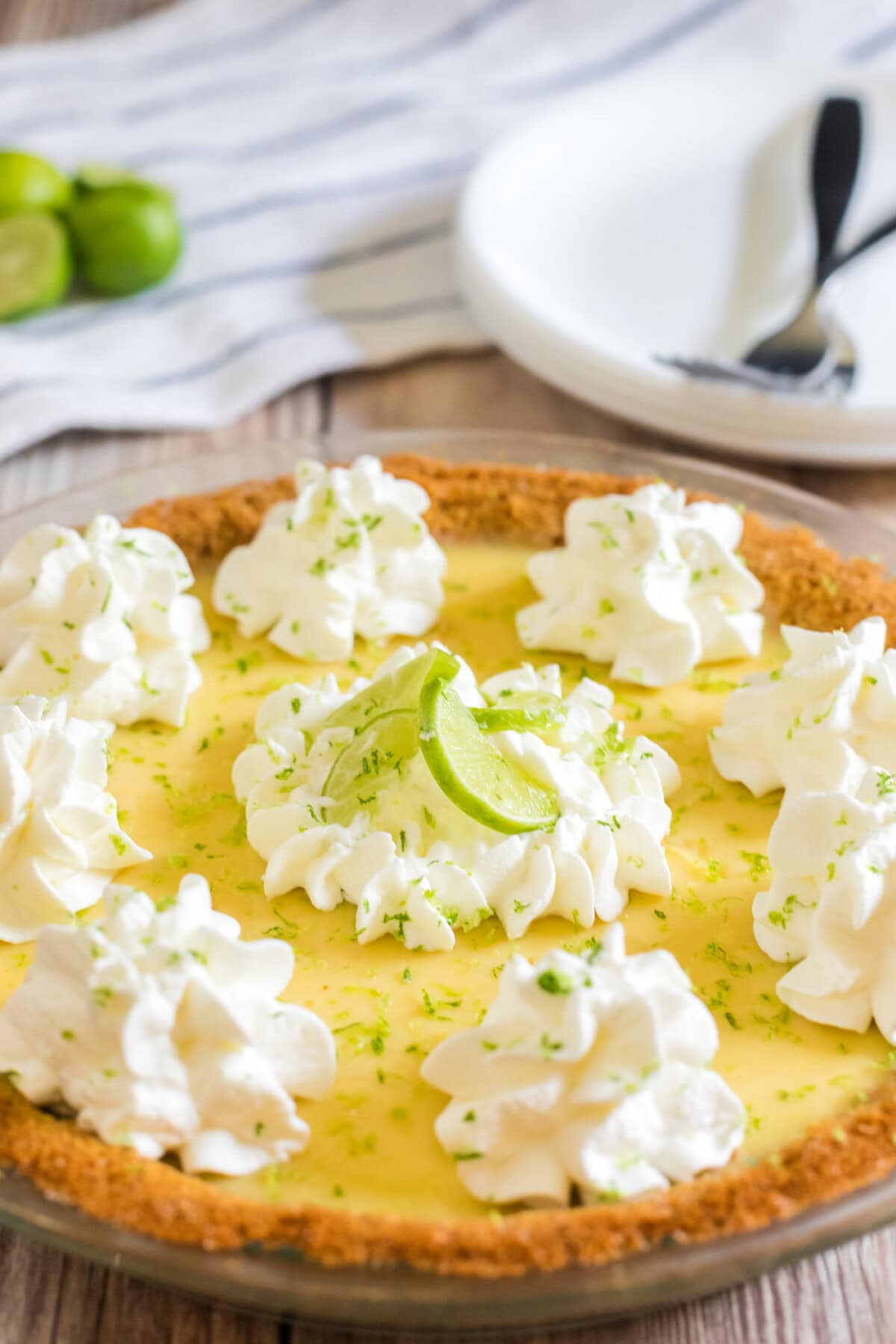 close up of key lime pie