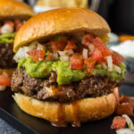 Close up photo of a Taco Burger