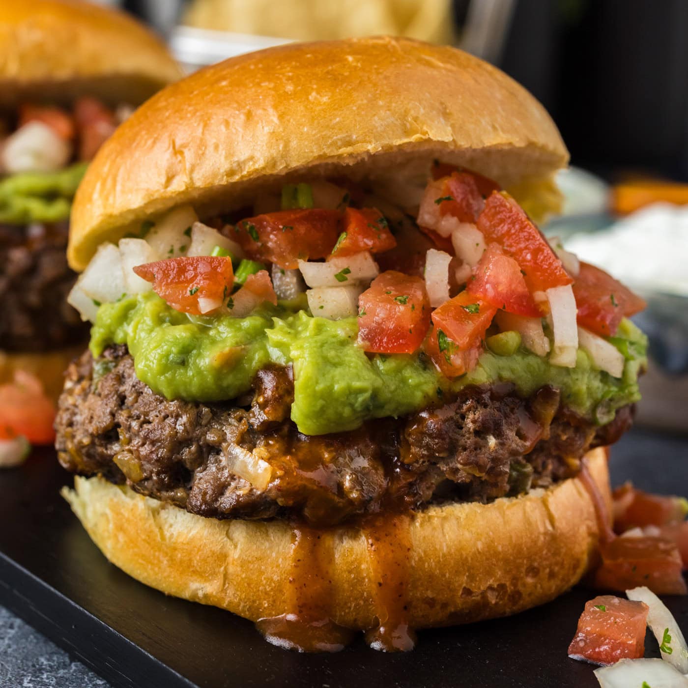 Close up photo of a Taco Burger