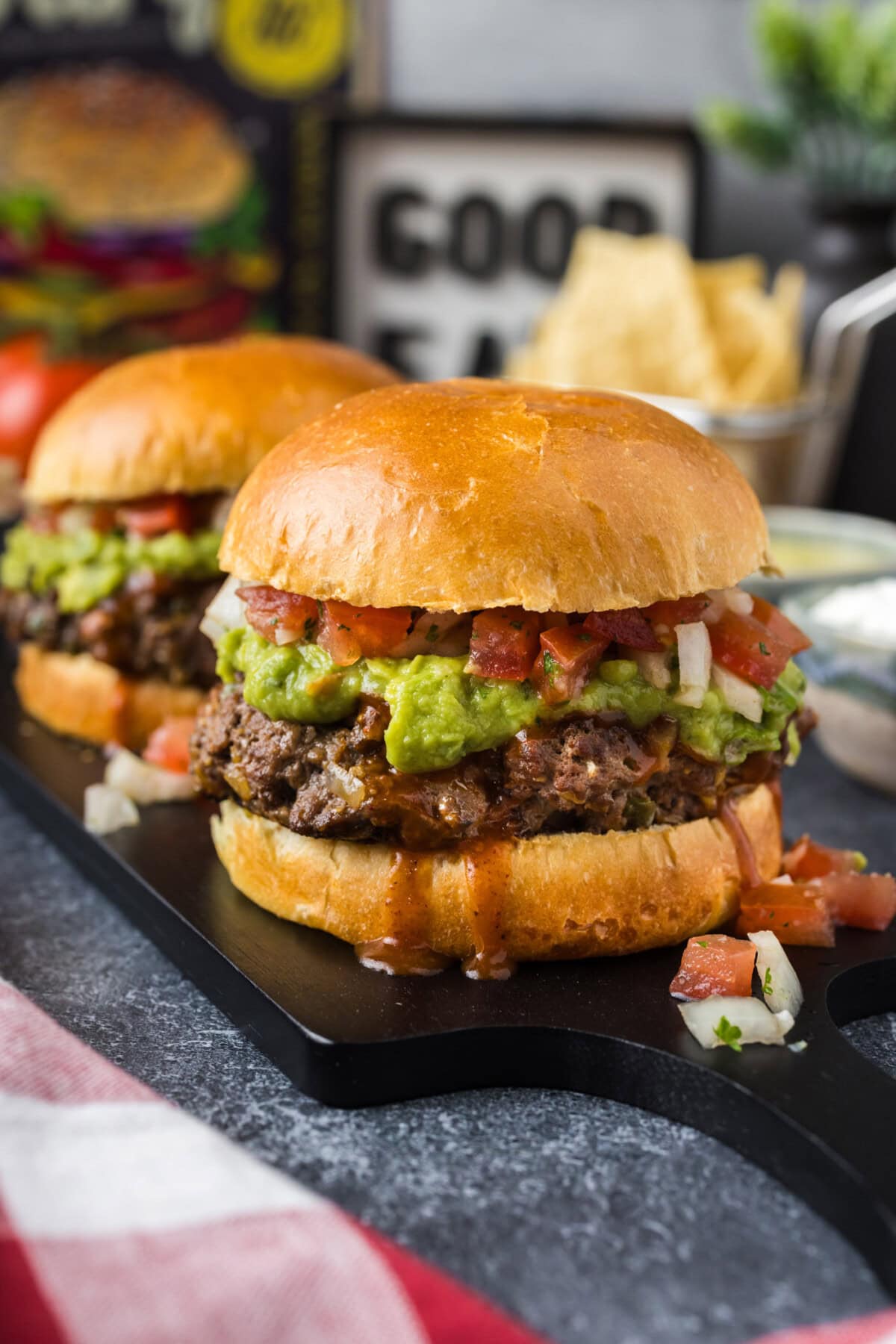 Two Taco Burgers on a platter