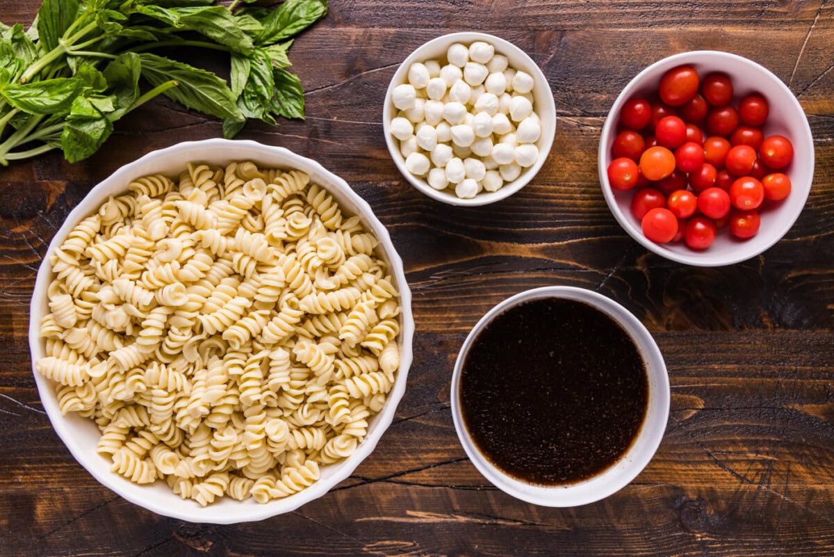 Ingredients for Caprese Pasta Salad