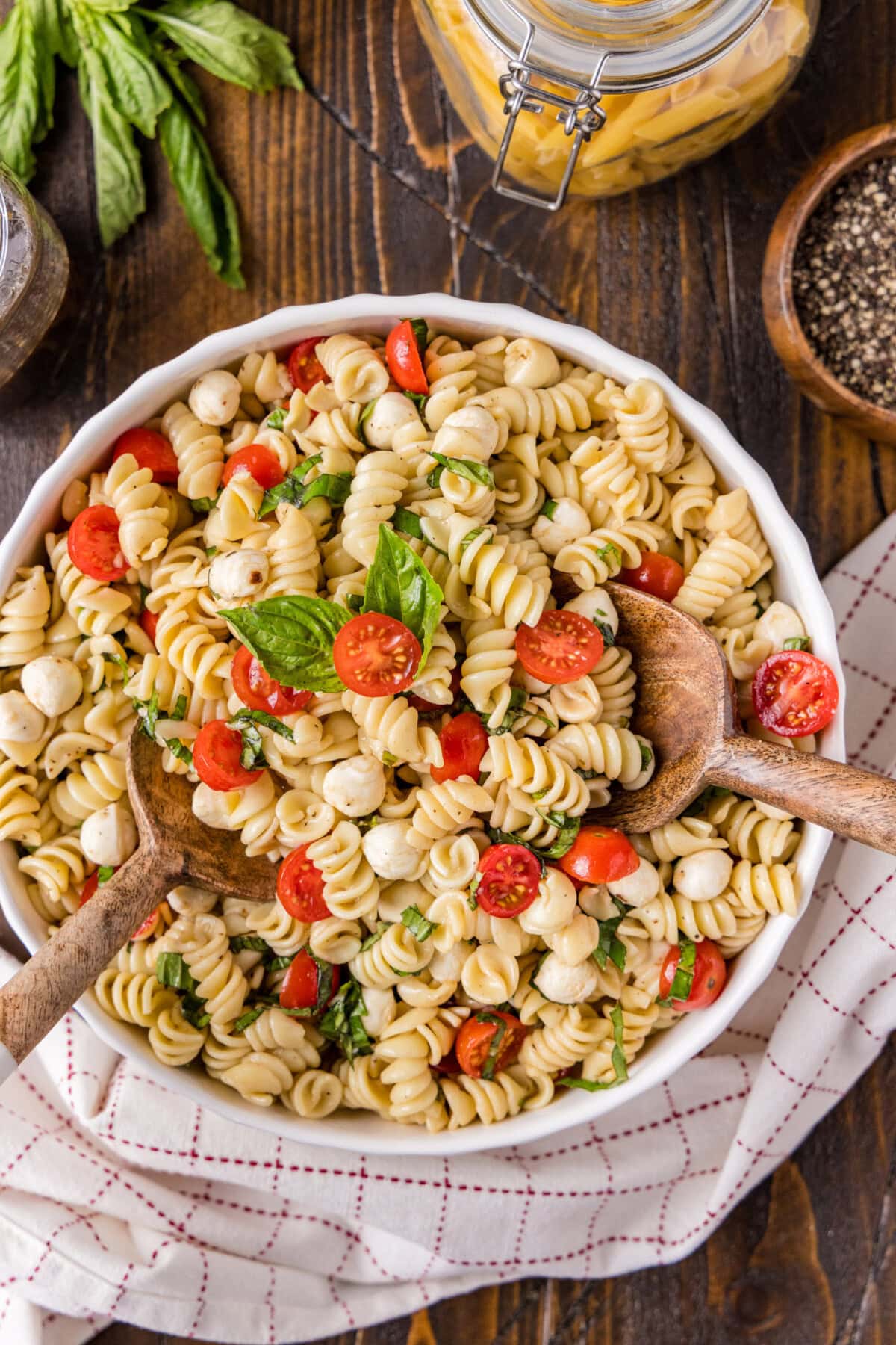 Bowl of Caprese Pasta Salad