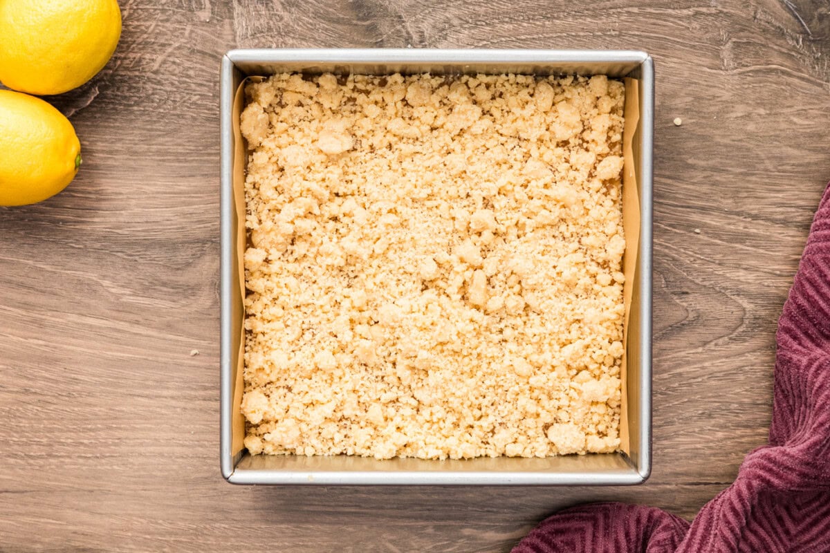 Crumb mixture added to the 9x9 pan