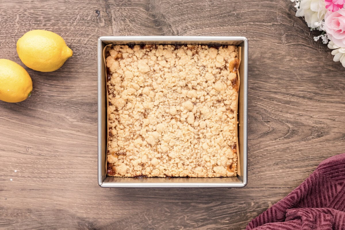 Baked Lemon Streusel Squares in a 9x9 pan