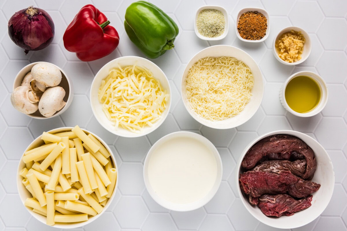 Ingredients for Philly Cheesesteak Pasta