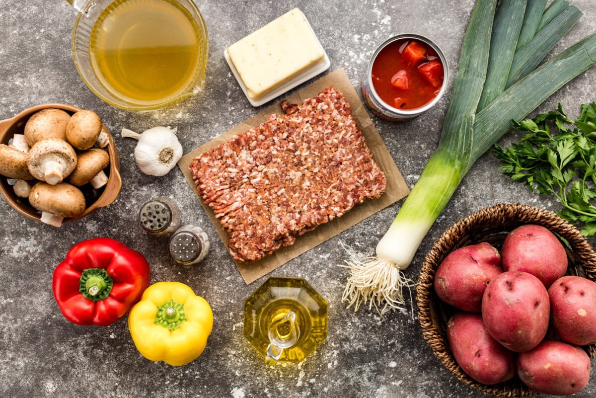 Ingredients for Sausage and Potato Casserole