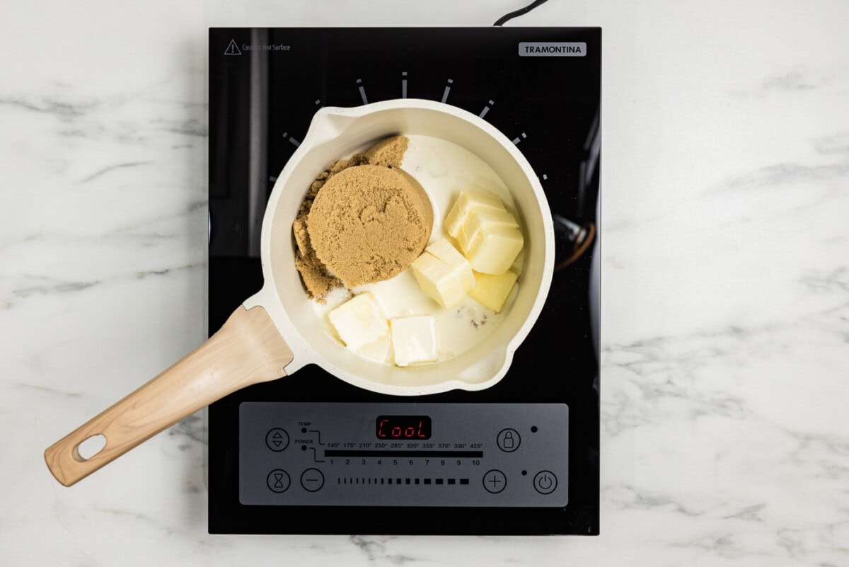 brown sugar, butter, and heavy cream in a saucepan