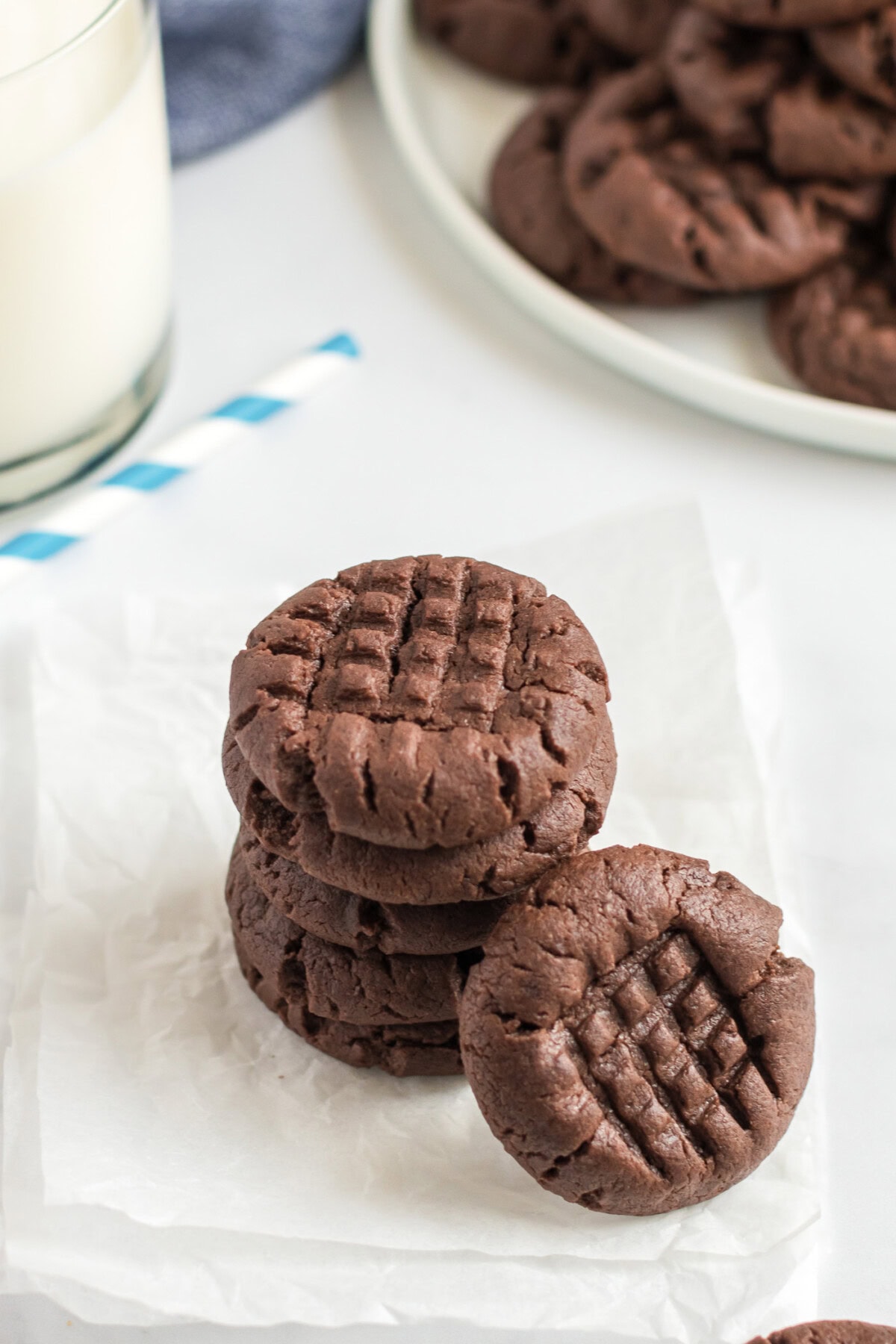 Stack of Chocolate Peanut Butter Cookies