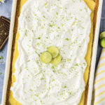 Close up photo of a Key Lime Slab Pie