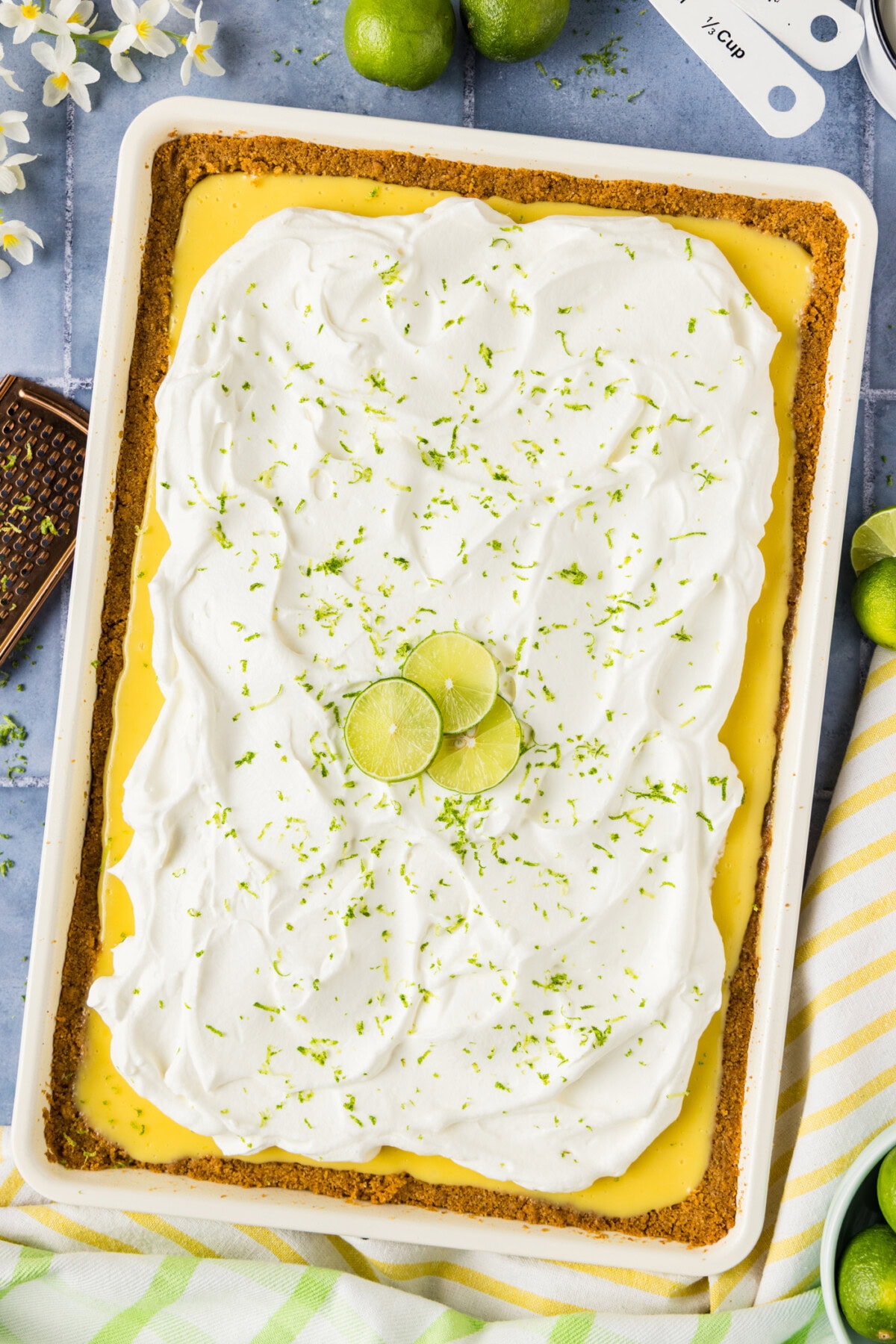 Overhead photo of a Key Lime Slab Pie