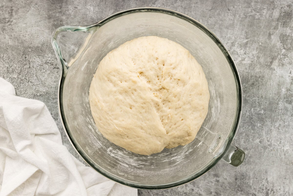 dough risen in a bowl