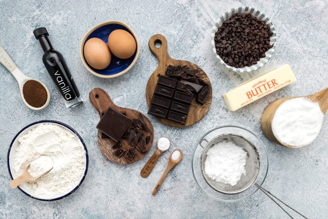 Ingredients for Fudge Frosted Espresso Brownies