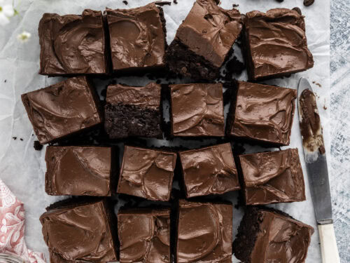 Fudge Frosted Espresso Brownies - Amanda's Cookin' - Cookies