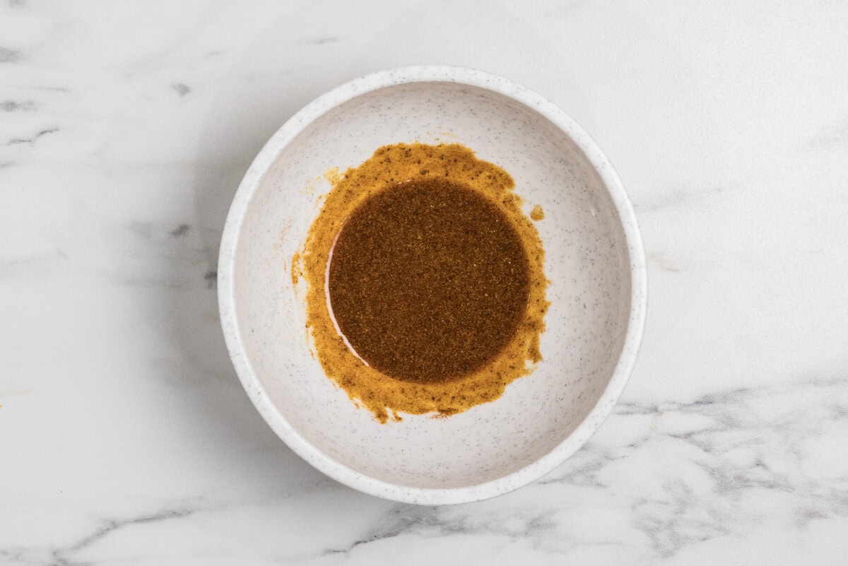 bowl with seasonings and olive oil