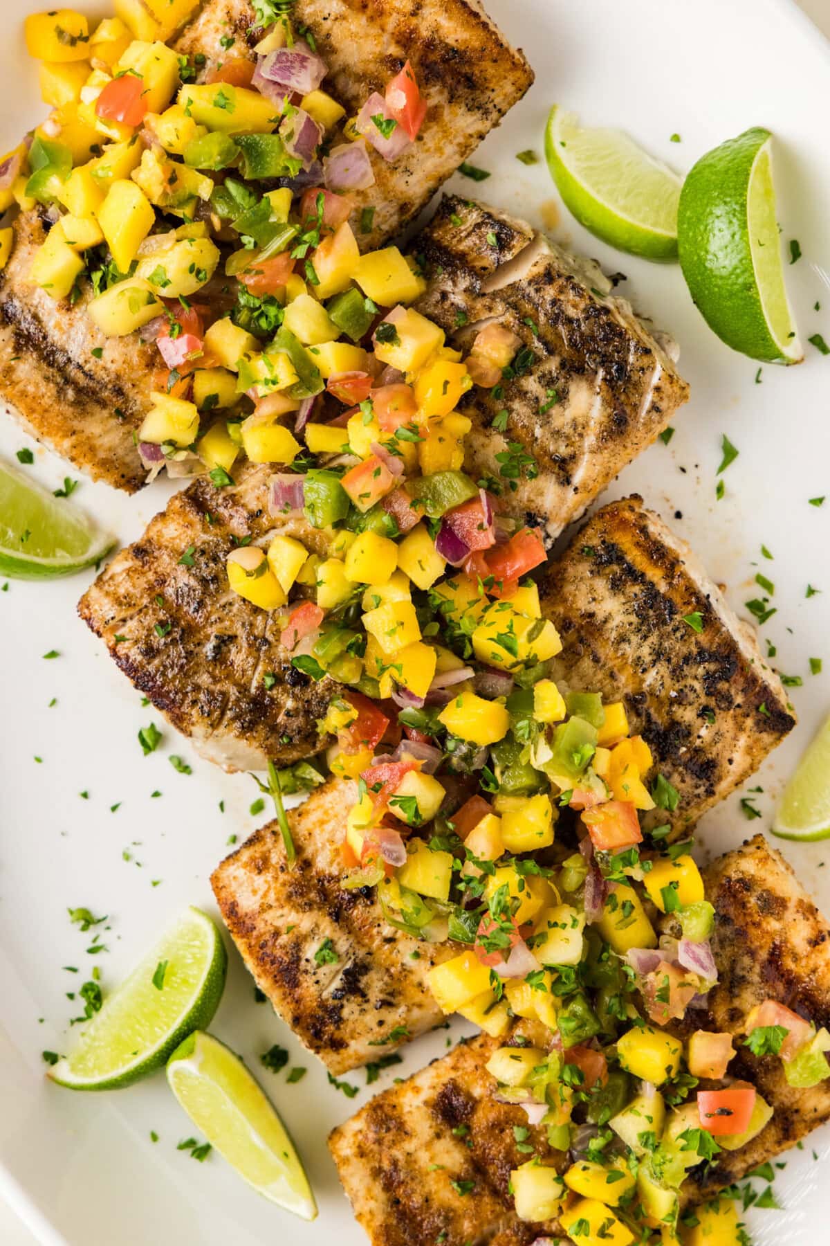 Grilled Mahi Mahi on a platter