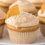 Close up photo of a Orange Creamsicle Cupcake
