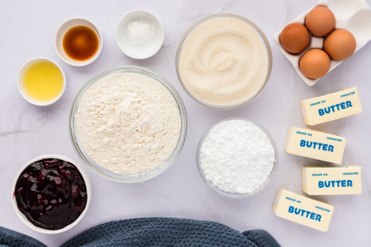 Ingredients for Blackberry Pie Squares