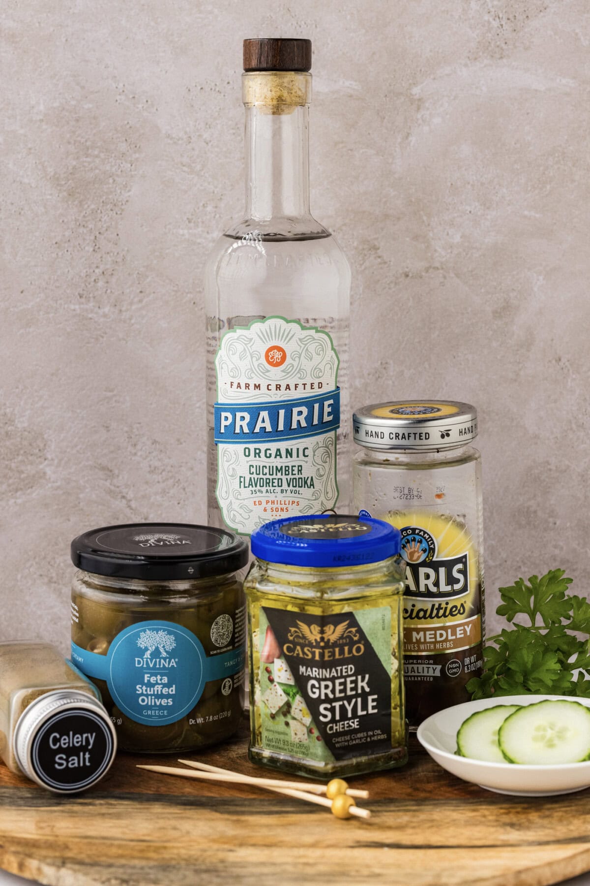 Ingredients for Dirty Greek Martini
