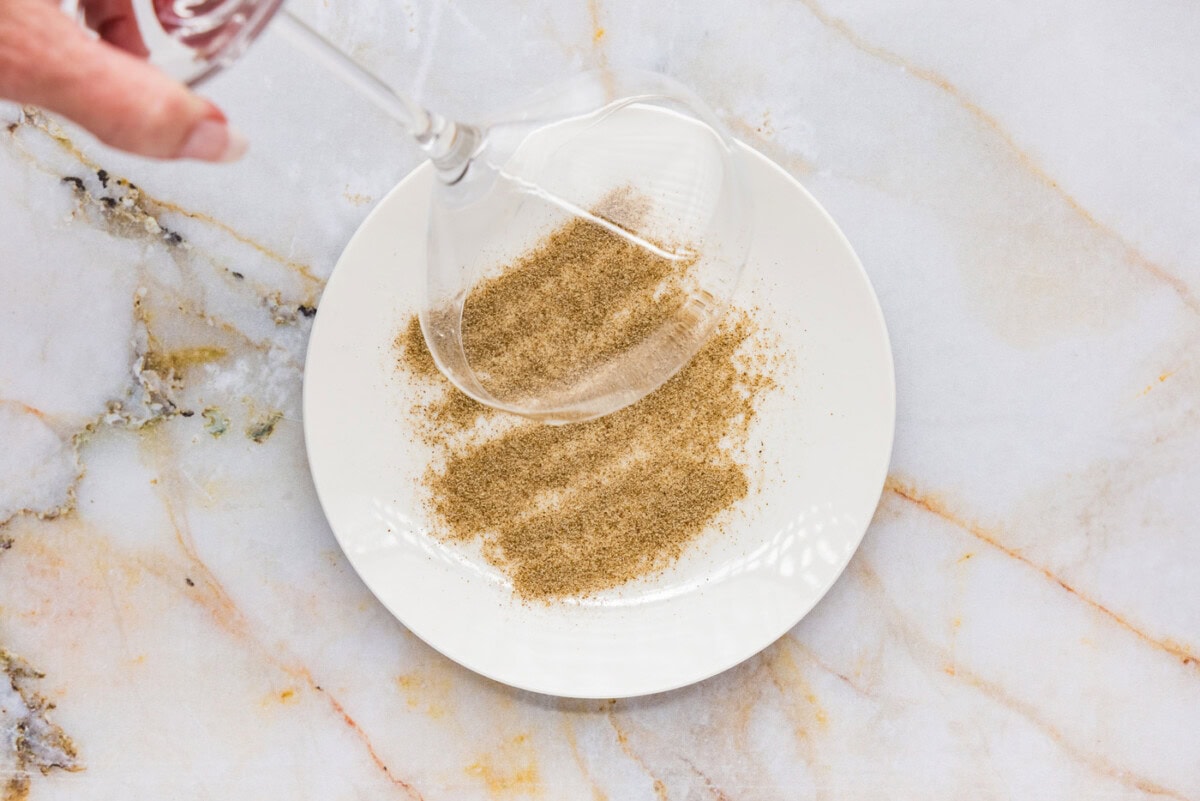 dipping to the rim of a martini glass in celery salt