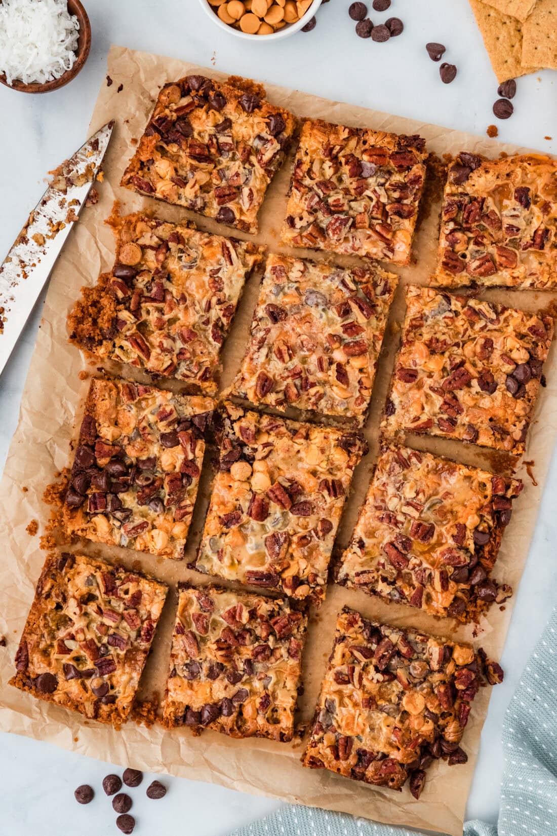 Magic Bars cut into squares