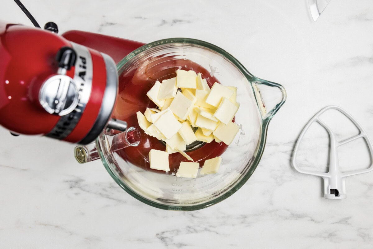 butter in a stand mixer bowl