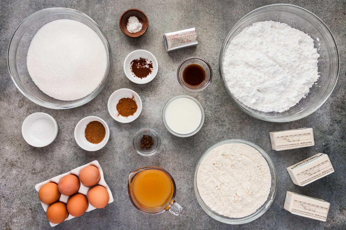 Ingredients for Apple Cider Pound Cake