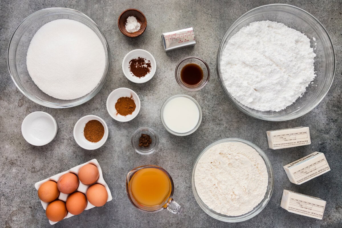 Ingredients for Apple Cider Pound Cake