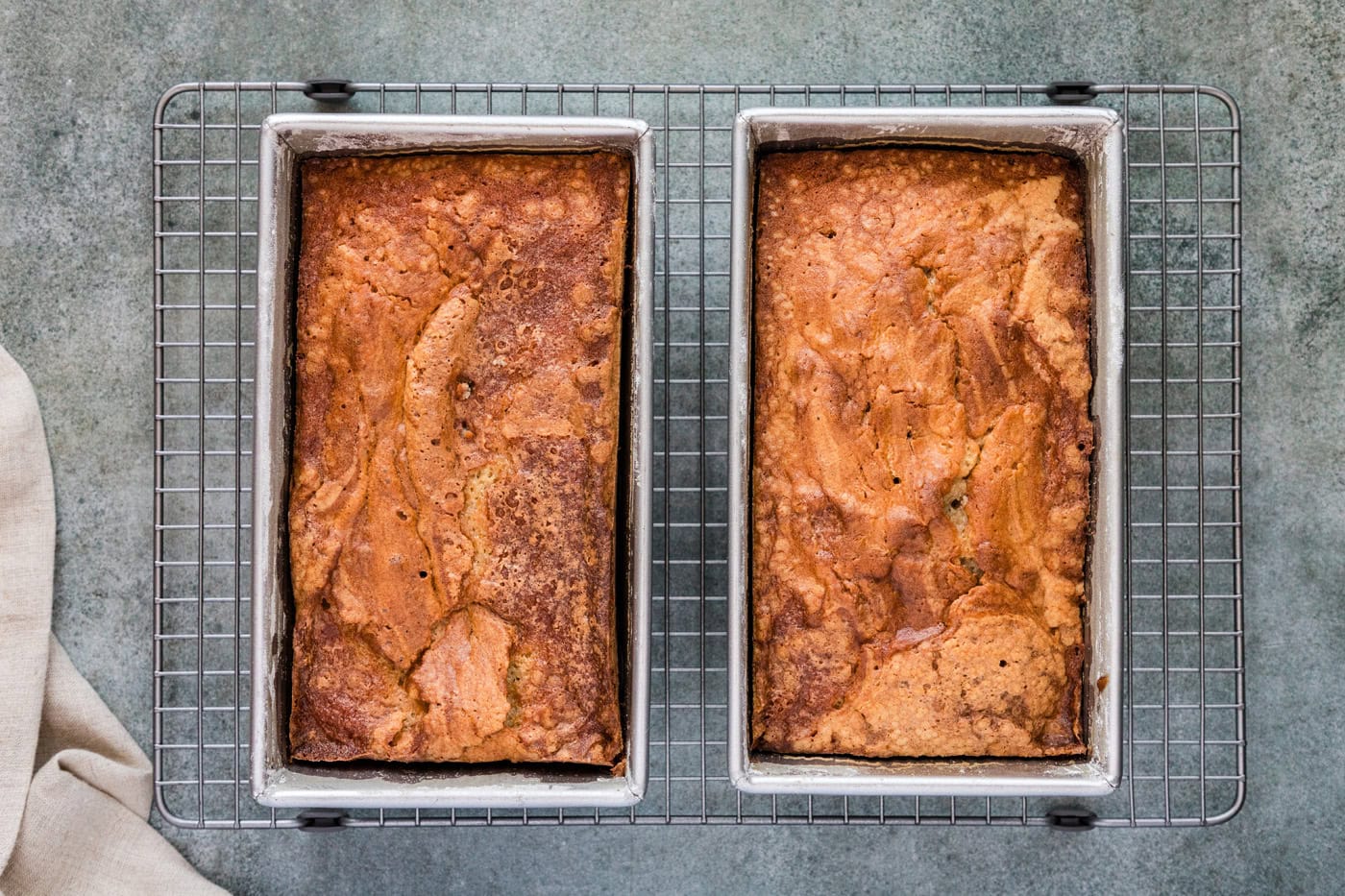baked apple cider pound cakes in loaf pans