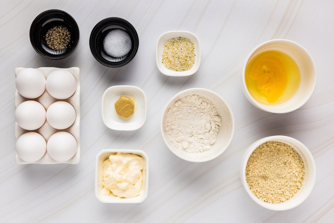 Ingredients for Fried Deviled Eggs