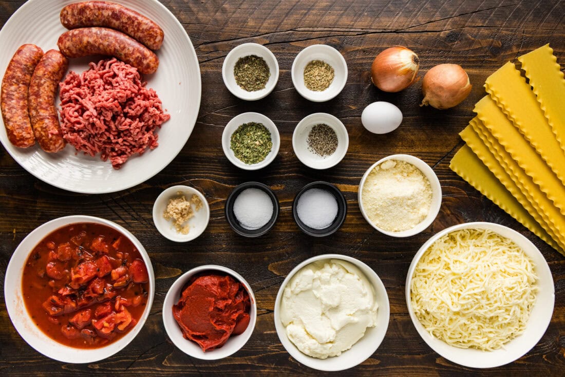 Ingredients for Italian Lasagna